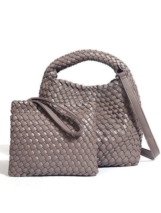 위빙 바스켓 토트 숄더백-파우치