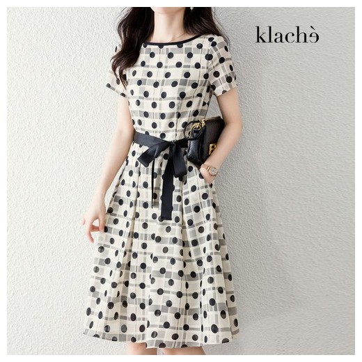 클라셰 스타일체크리본원피스+벨트SET_B4M0013